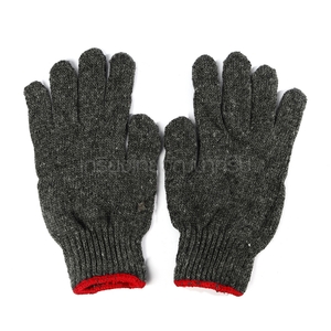 ถุงมือผ้า เทา/ดำ ขอบเหลือง 7ขีด[หนาสุด] K435-0030