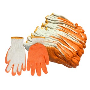 [ยกโหล]ถุงมือผ้า เคลือบ ยางพารา สีส้ม