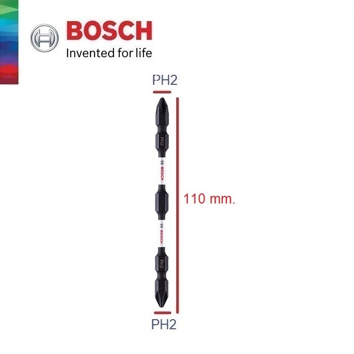 BOSCH ดอกไขควงลม ลดแรงบิด PH2 110mm 2608522406